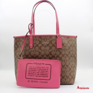 Shopping bag City,de Coach, reversible estampado kaki-liso pink