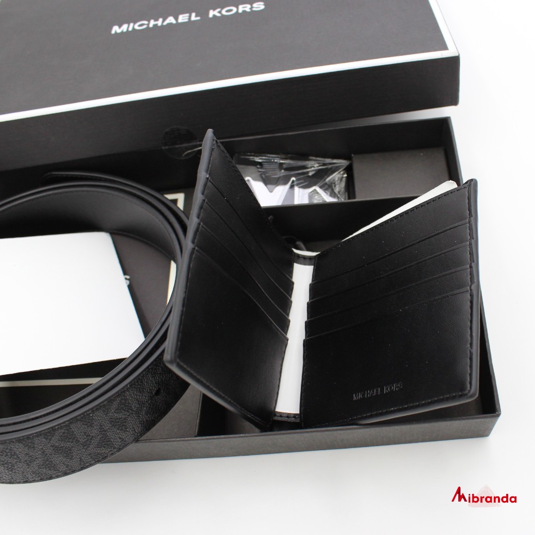 Cinturón y cartera para hombre con caja, negro, de Michael Kors. - Mibranda