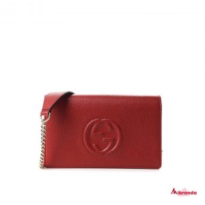 Cartera-bolso bandolera Soho con cadena, rojo, de Gucci.