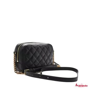 Bolso small camera bag, en piel acolchada negra, de Versace.