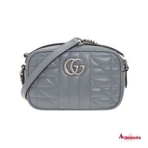 Bolso de hombro mini Marmont, gris, de Gucci