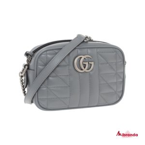 Bolso de hombro mini Marmont, gris, de Gucci