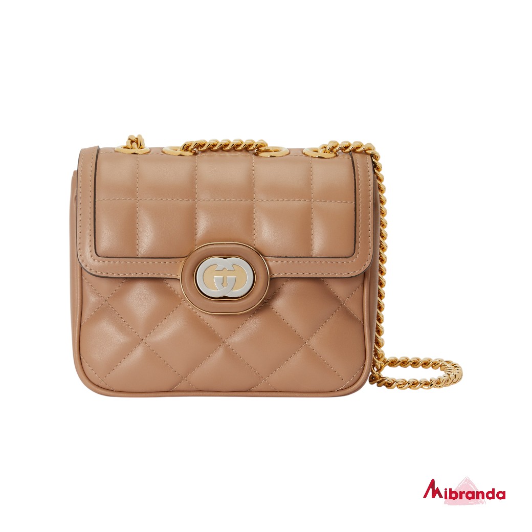 Bolso de hombro acolchado, beige, de Gucci