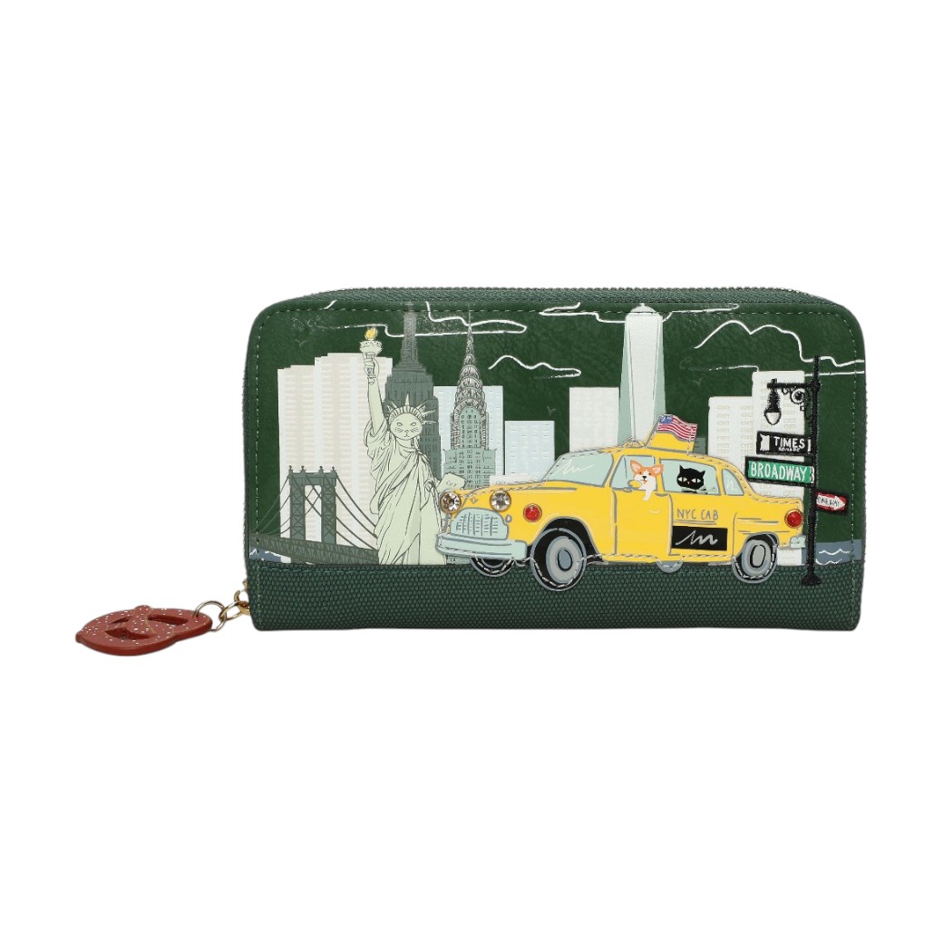 Cartera grande con cremallera New York City Cats&Corgis, de Vendula London.