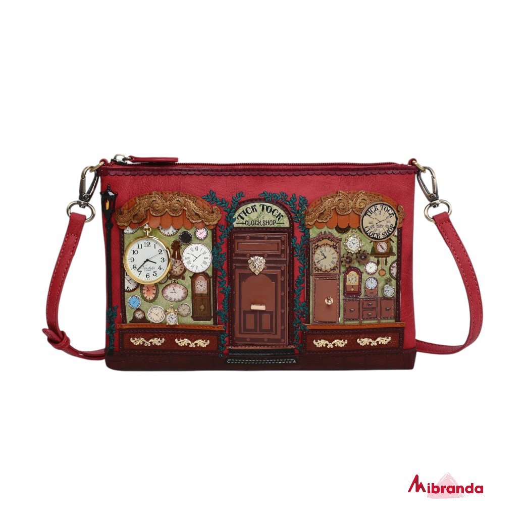 Bolso Clutch Tick Tock Shop, de Vendula London (con reloj que funciona con pila)