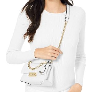 Bolso bandolera extrapequeña Cecé de piel, blanca, de Michael Kors